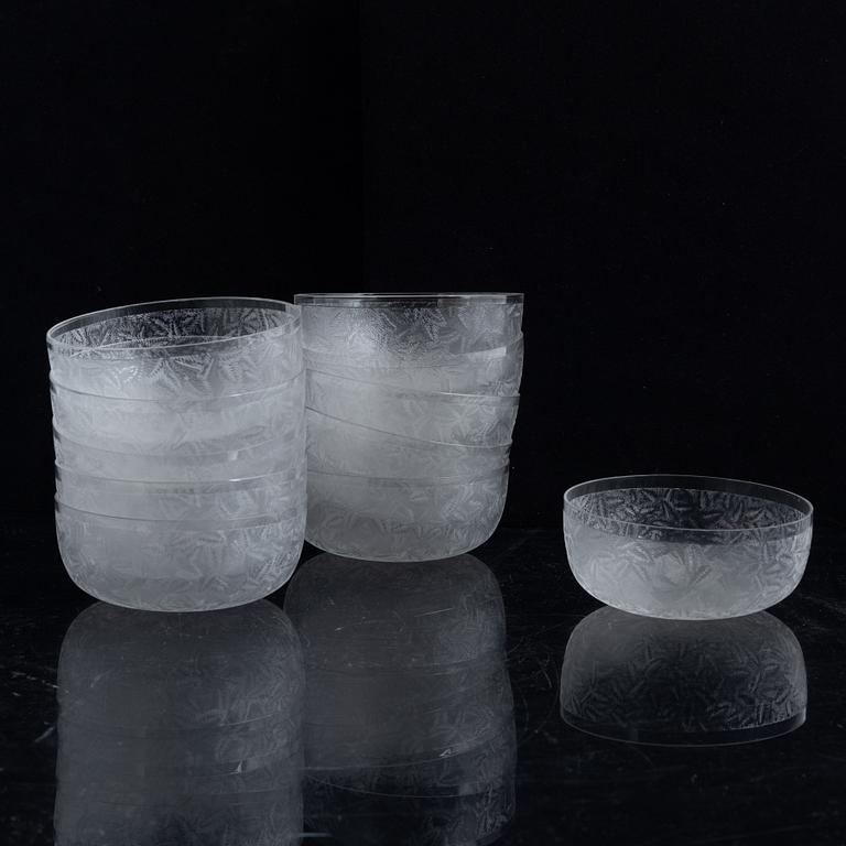 Rinsing cups / bowls, 11 pieces, glass, around 1900.