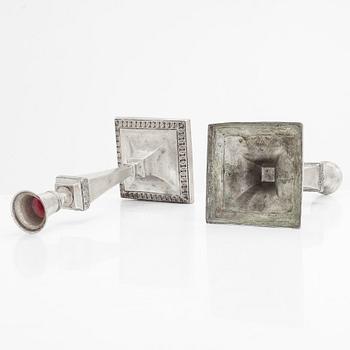 Johan Petter Fagerström, A pair of pewter candlesticks from Kalmar, 1823.