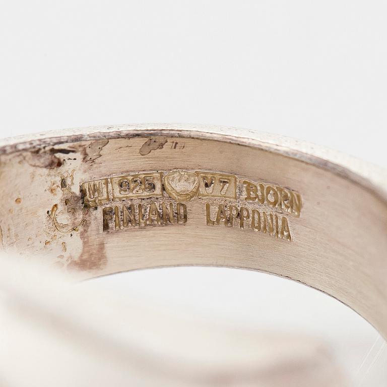 Björn Weckström, a sterling silver 'Darina's Tear' ring with acrylic. Lapponia 1974.