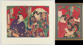 Toyohara Chikanobu, triptych, woodcut, Japan.