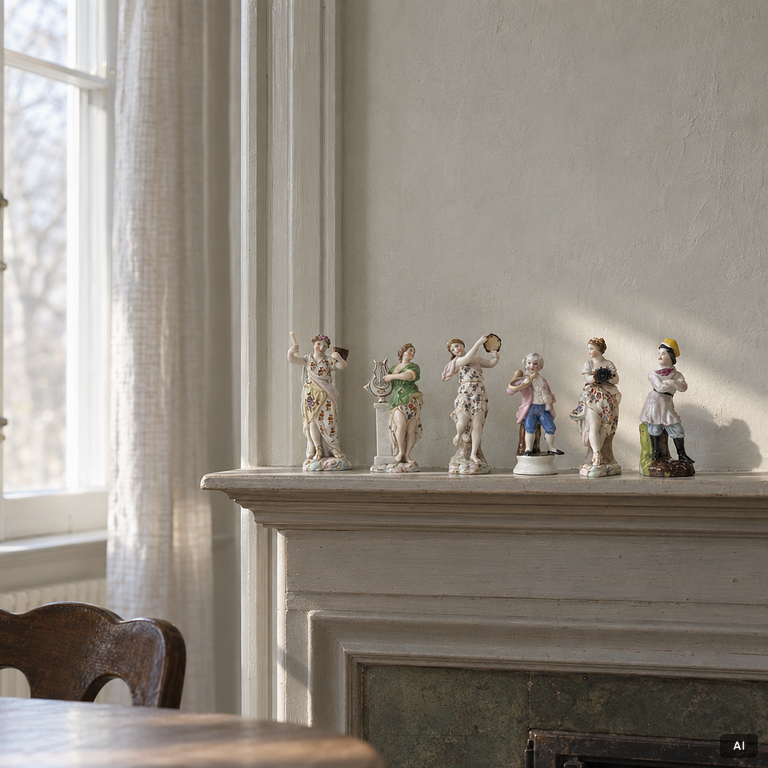 A group of six German porcelain figures, 20th century.