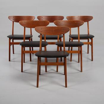 STOLAR, 6 st, Farstrup Möbelfabrik, Danmark, 1950/60-tal.