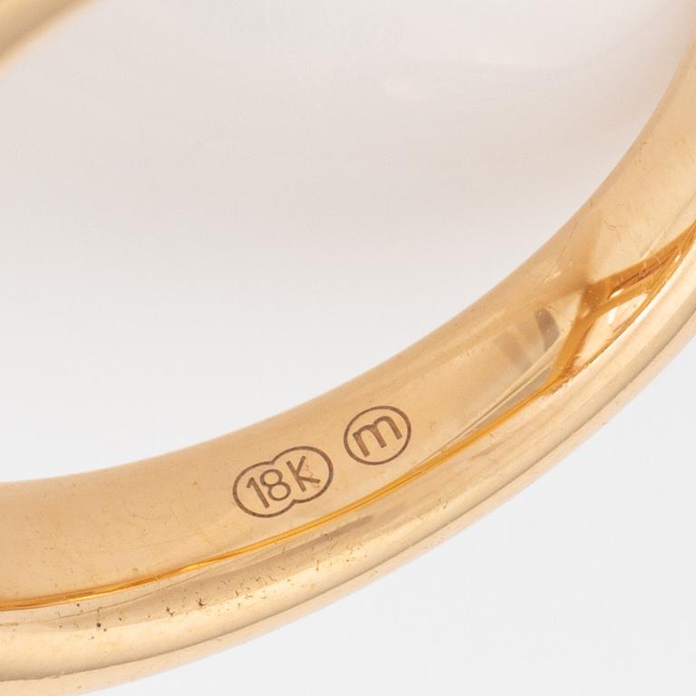 18K rose gold, pear shaped morganite and brilliant cut diamond ring.