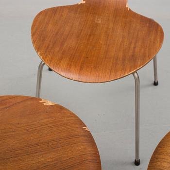 STOLAR, 3 st, "3105 / Munkegårdsstolen / Myggan", Arne Jacobsen, Fritz Hansen, Danmark, 1950-/60-tal.