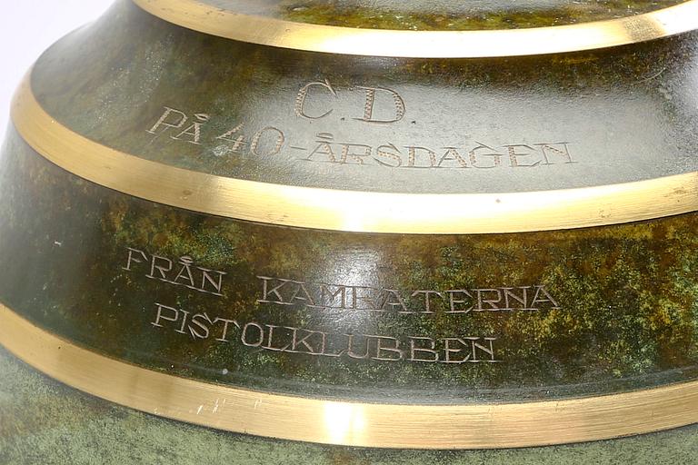 A Swedish Art Deco metal vase.