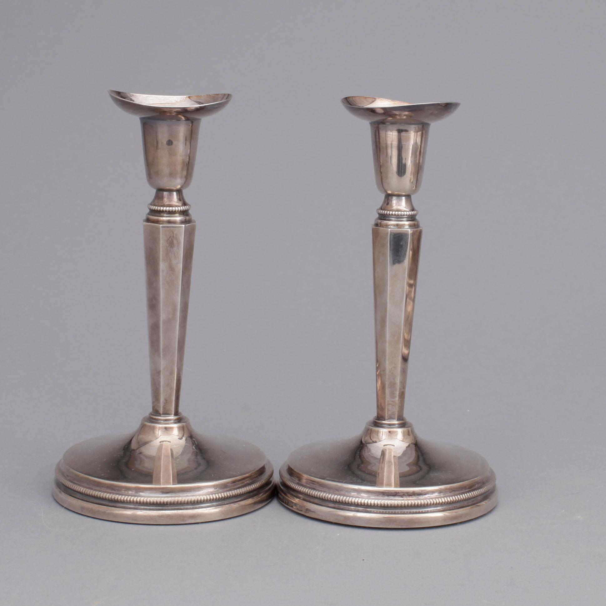 LJUSSTAKAR, 3 par, silver, bla Mema, 1930-90-tal.