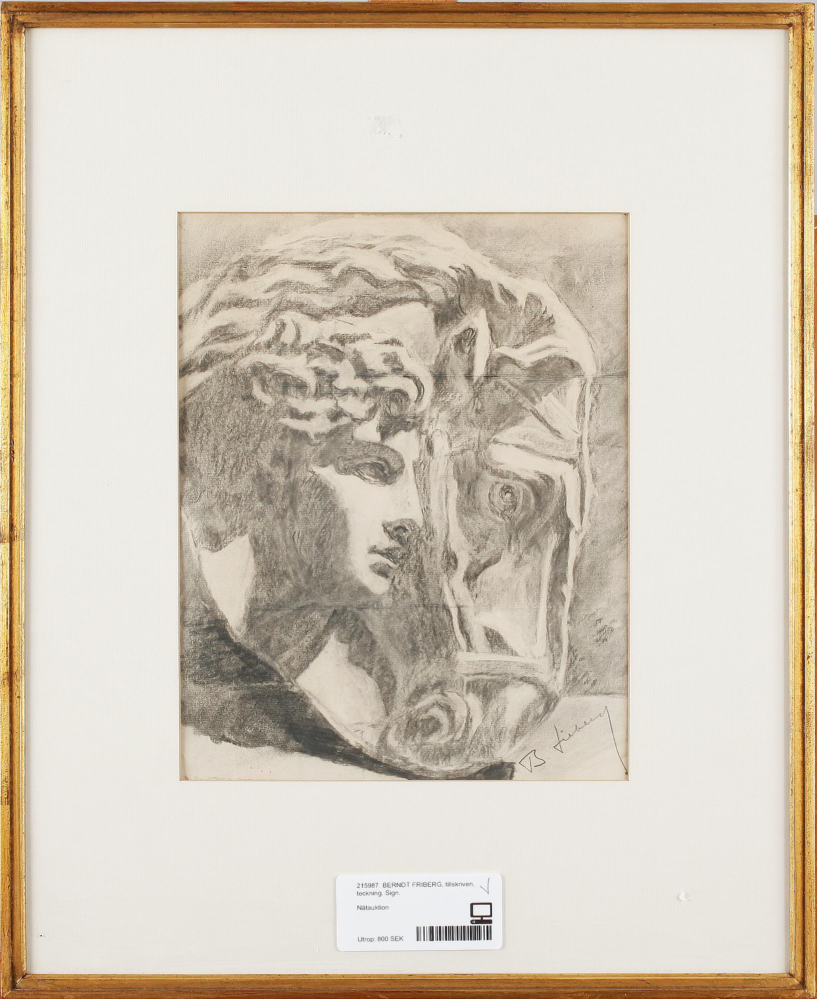 BERNDT FRIBERG, tillskriven, teckning. Sign.