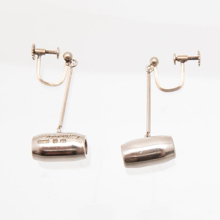 Gustaf and Elon Arenhill, brooch and a pair of earrings, silver, Malmö 1954 and 1959.