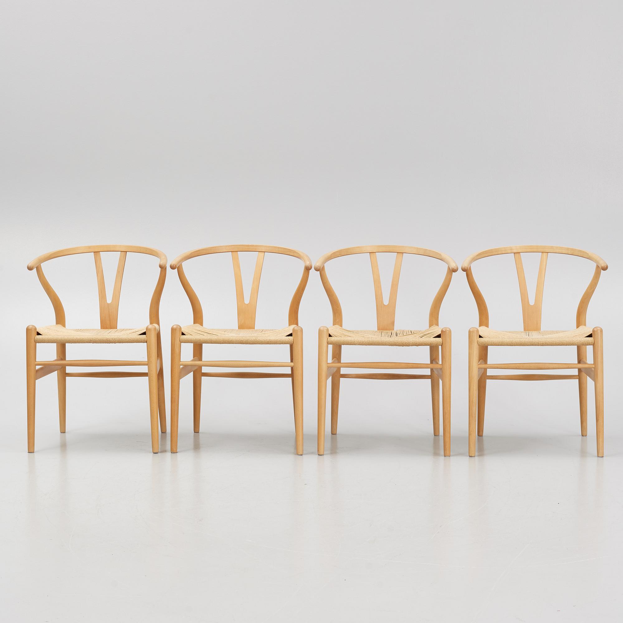 Hans J. Wegner, stolar, 4 st, "CH24", Carl Hansen & Son, Danmark, 2000-tal.