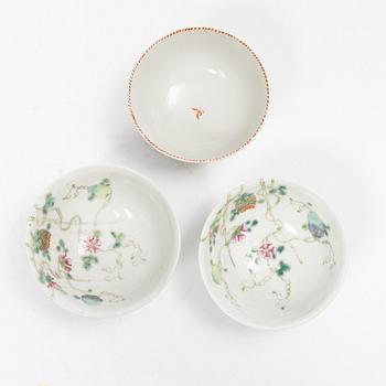 Thirteen porcelain cups, China, mostly 18th century.