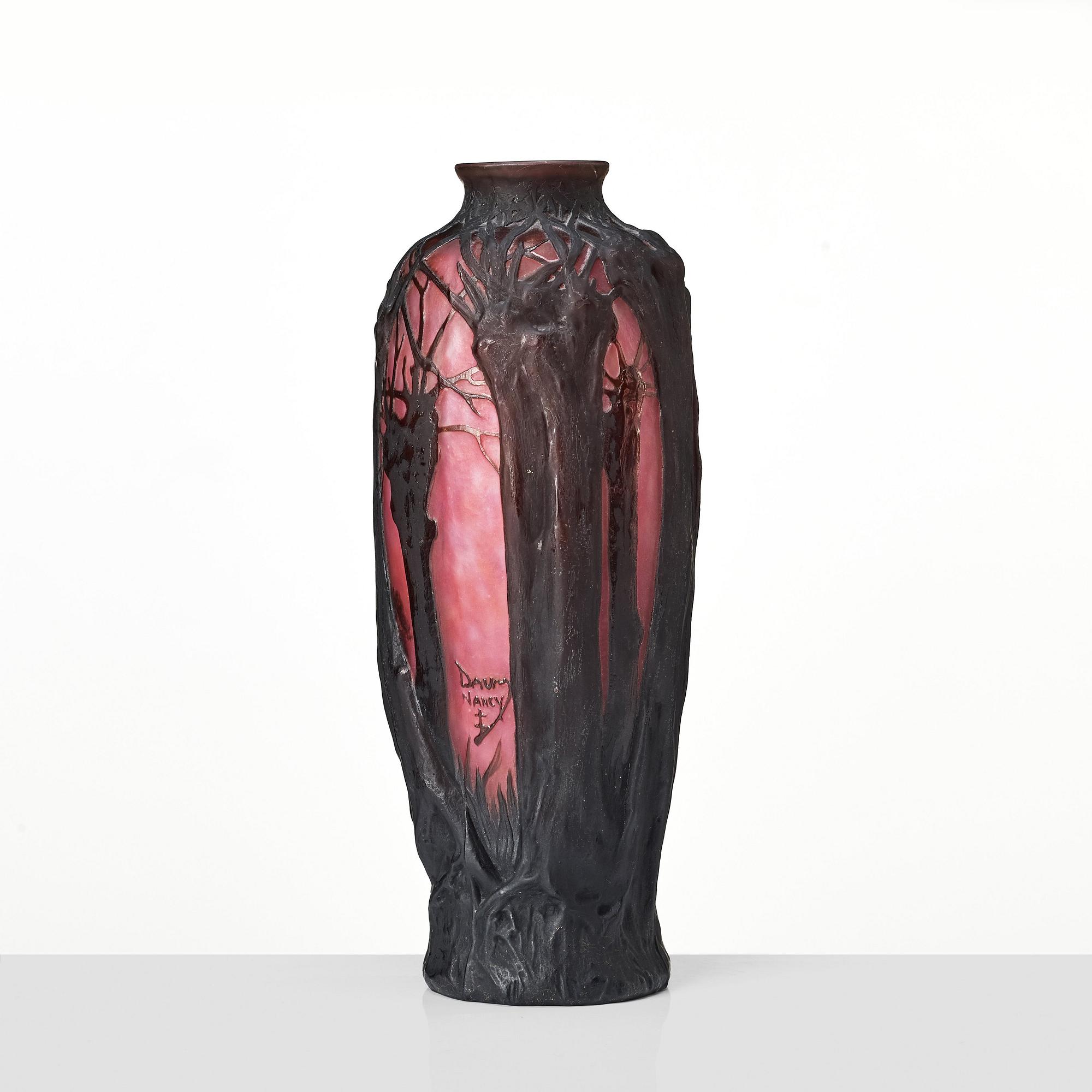 Daum, an Art Nouveau soufflé/ mould blown glass vase, Nancy, France.