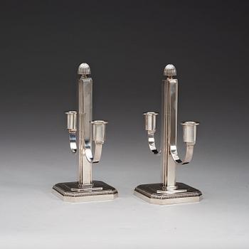 A pair of W.A Bolin silver candelabra, Stockholm 1944.