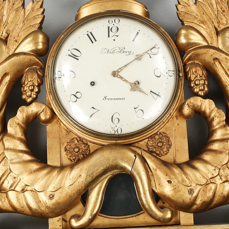 VÄGGPENDYL, empire, Nils Berg, Stockholm, 1800-talets första hälft.