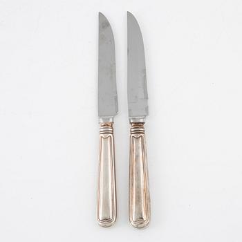 Nine German Sterling Silver Steak Knives, Robbe & Berking, Flensburg, 20th century.