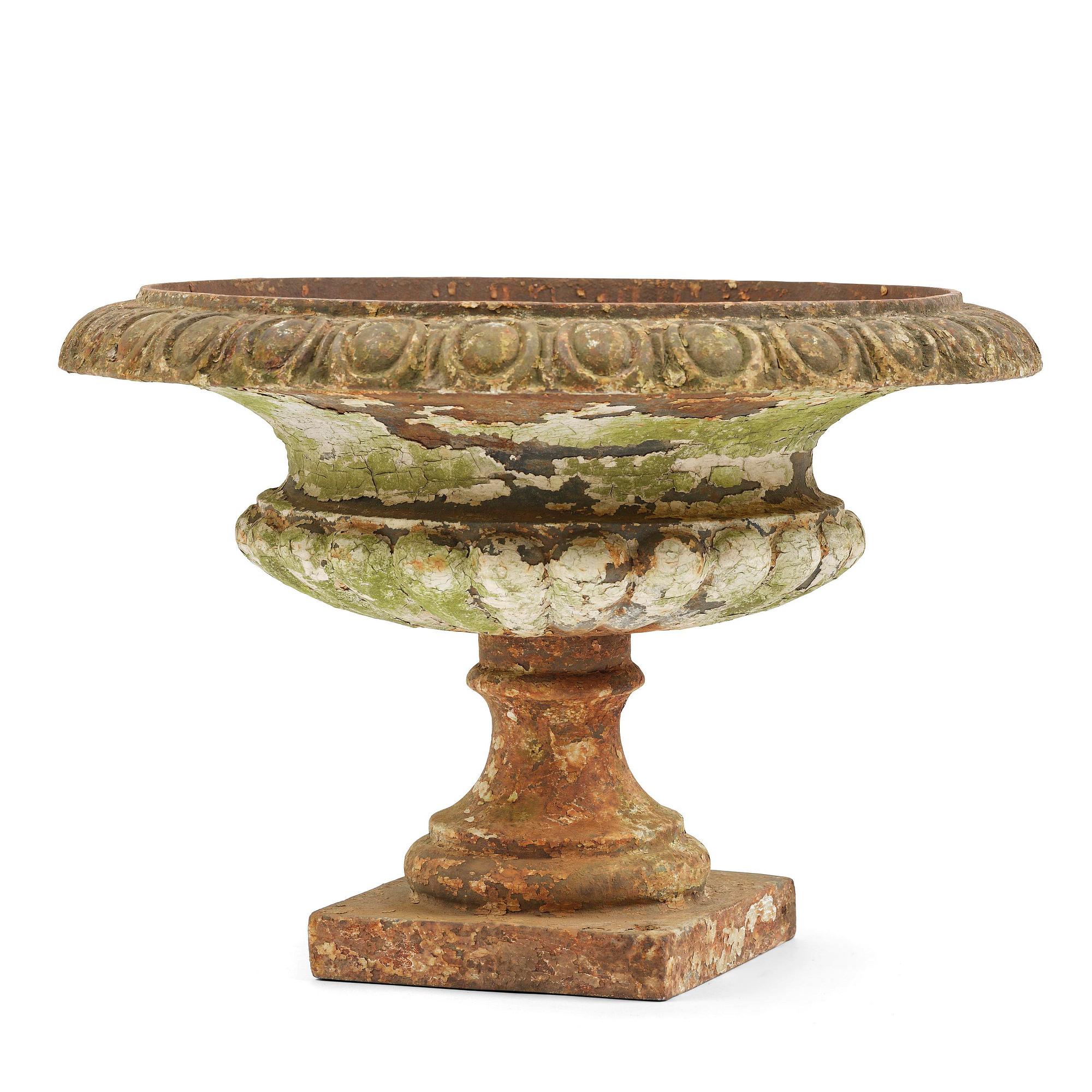 A Swedish cast-iron garden urn, late 19th century.