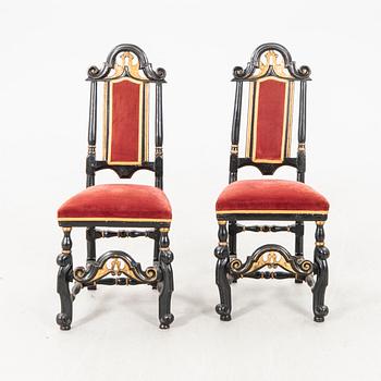 A öair of Swedish 18th century Baroque chairs.