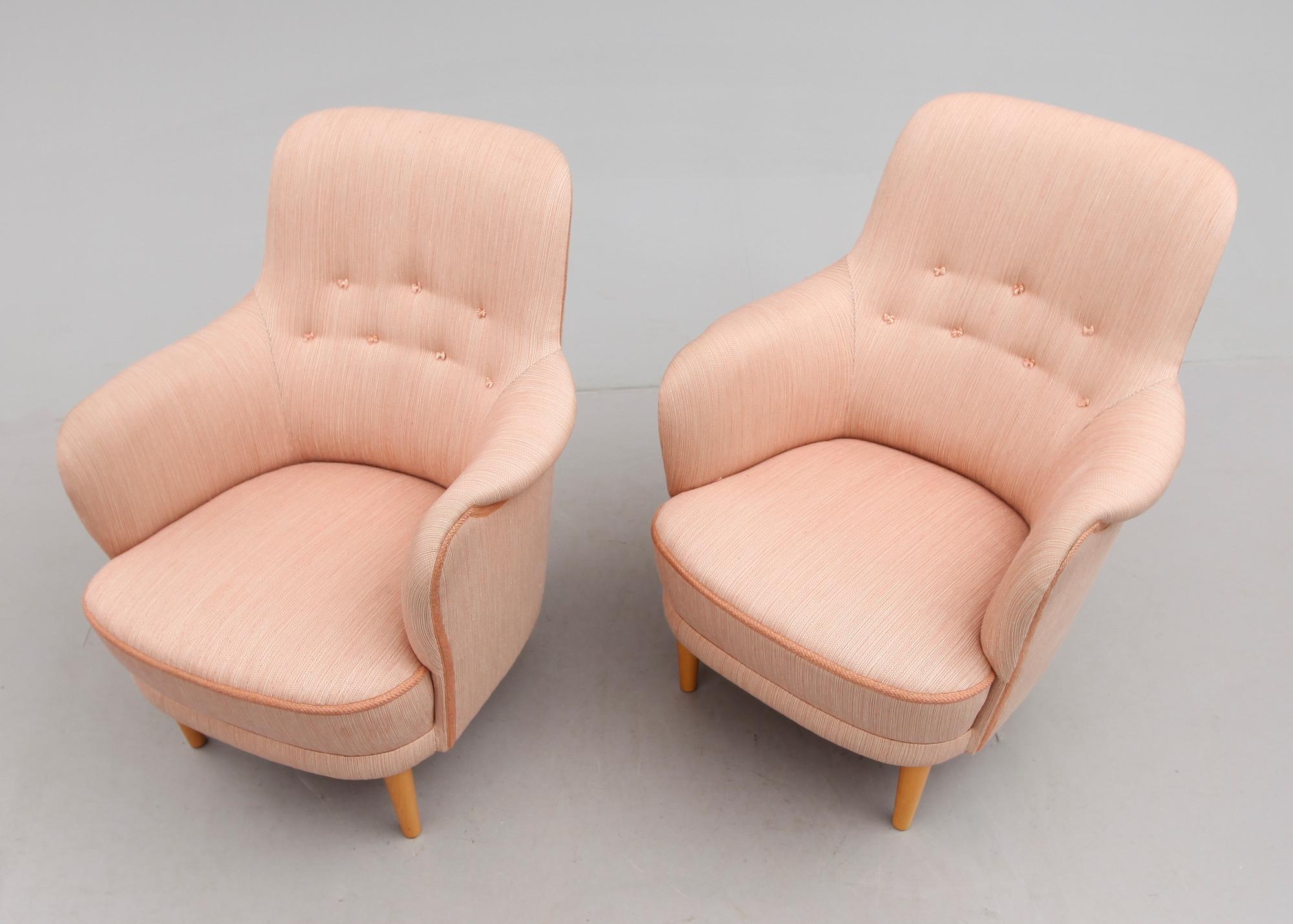 FÅTÖLJER, 1 par, "Samsas", Carl Malmsten, 1900-talets andra hälft.