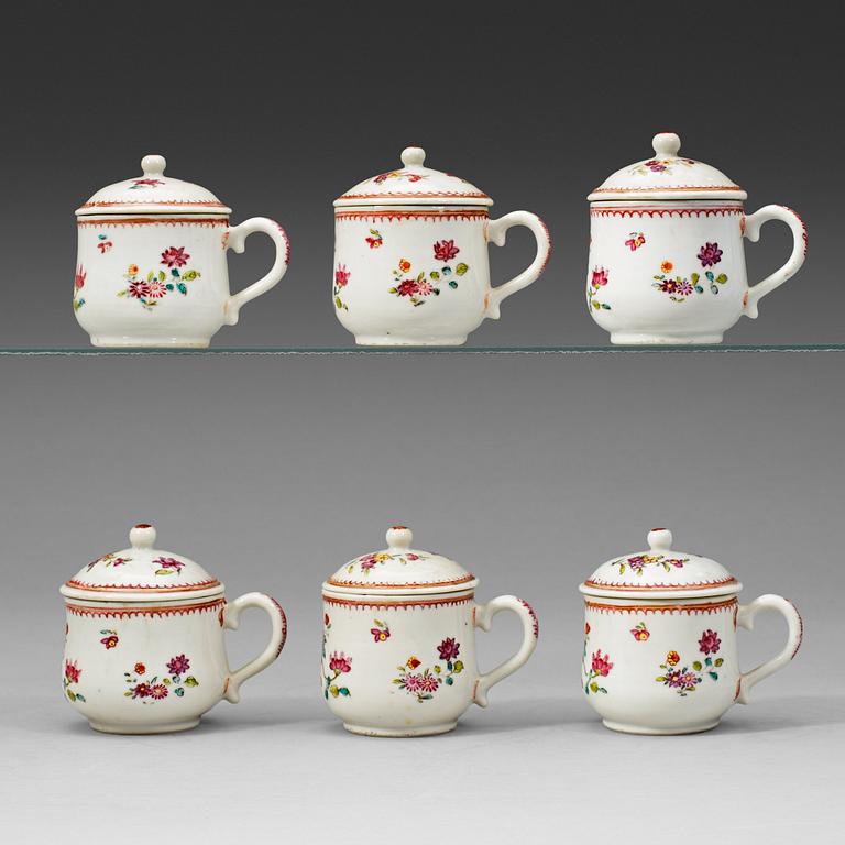 A group of six custard cups with covers, Qing dynasty, Qianlong (1736-95).