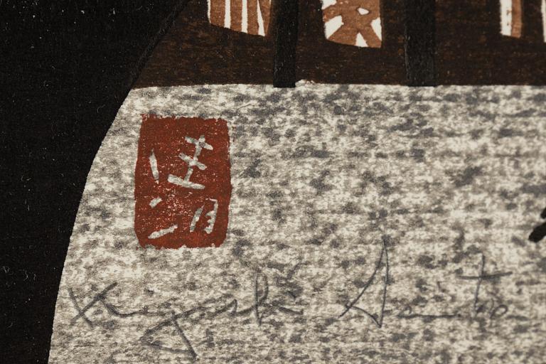 Kiyoshi Saito, färgträsnitt, signerad.