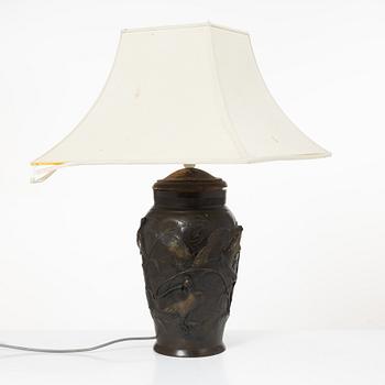 A Japanese bronze table lamp, 20th century.