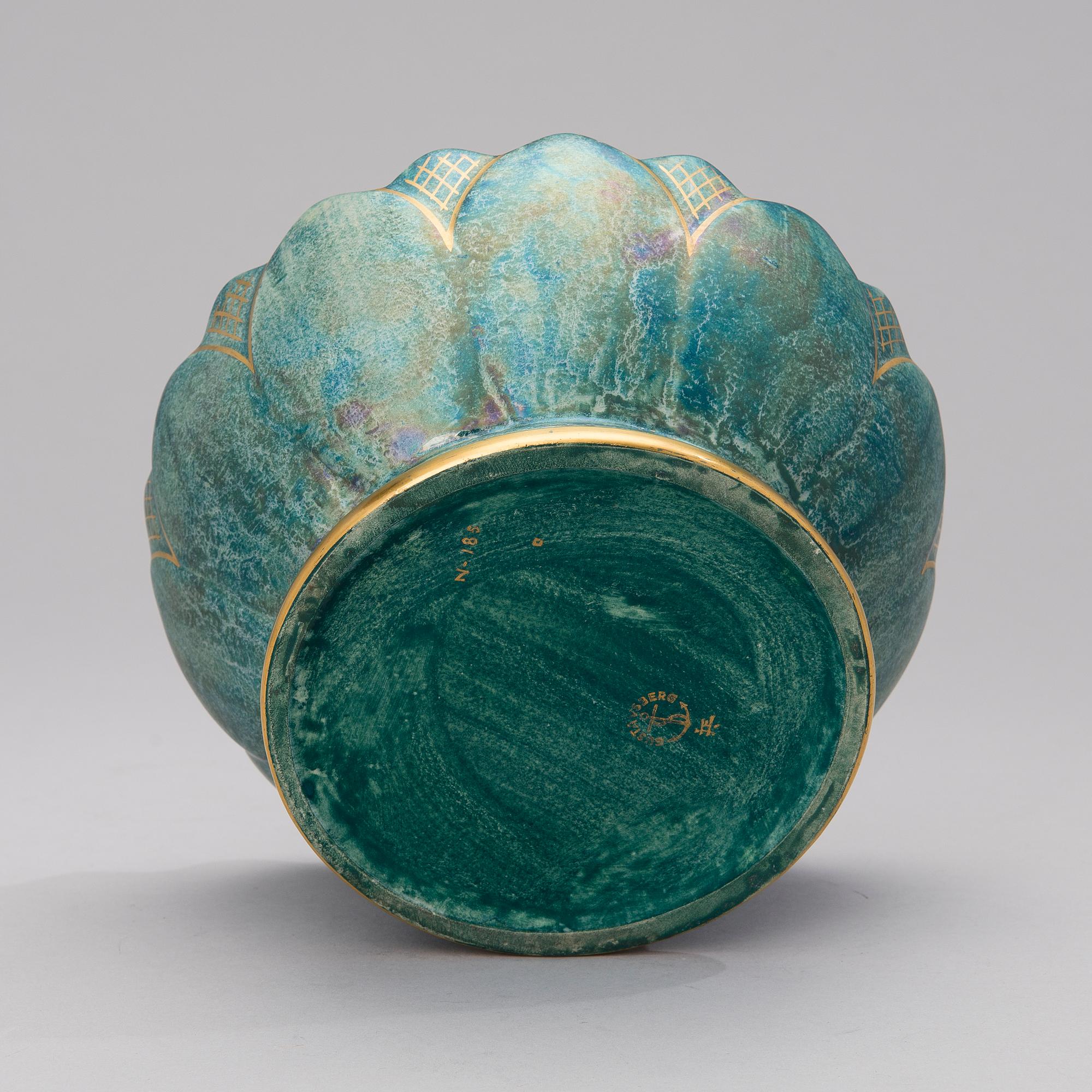 JOSEF EKBERG, SKÅL, flintgods, Gustavsberg, signerad JE.