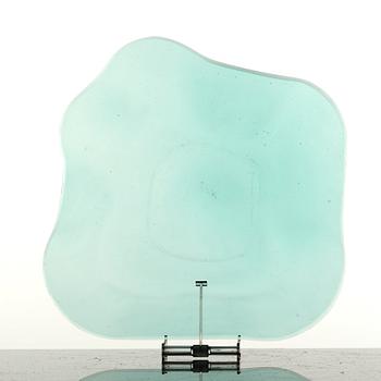 Alvar Aalto, a green tinted glass dish by Karhula Glassworks Finland, post 1939.