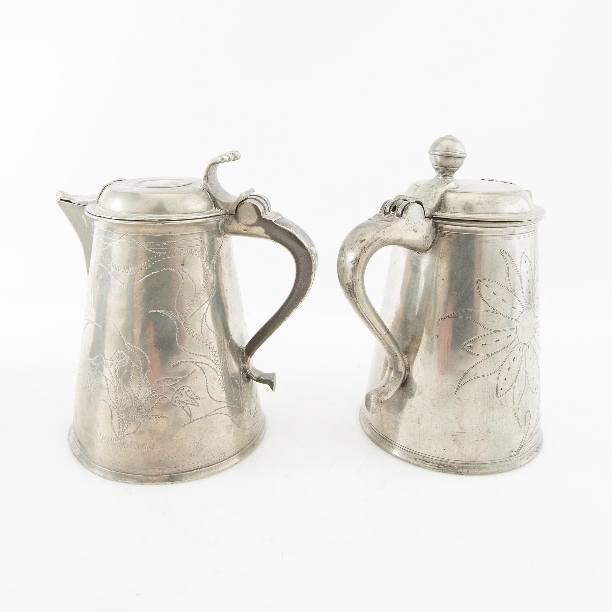 Candle holders 5 pcs Sweden/Germany 19th century tin.