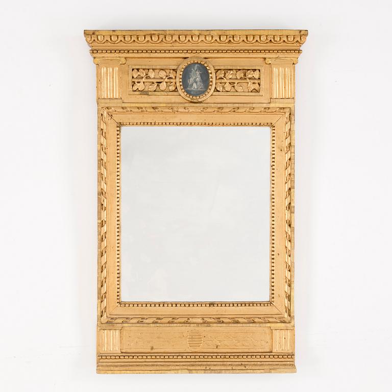 A Swedish late gustavian mirror signed by Olof Wetterberg, ca 1800.