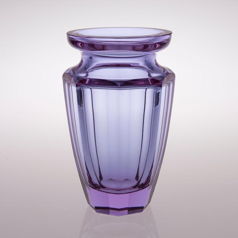 A Neodymium Crystal Vase by Moser, Czech.