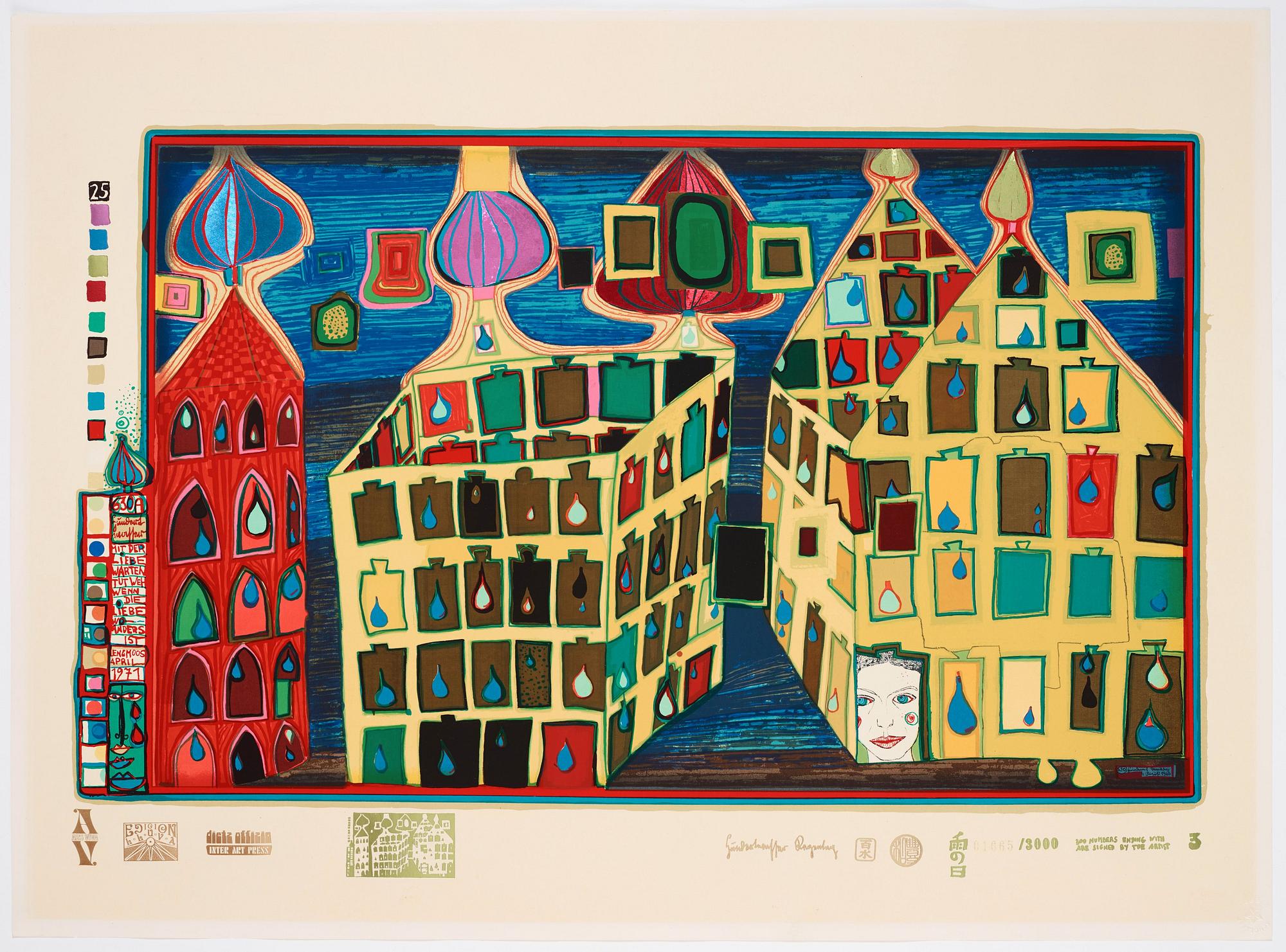 Friedensreich Hundertwasser, "Look at it on a rainy day (The Regentag portfolio)".