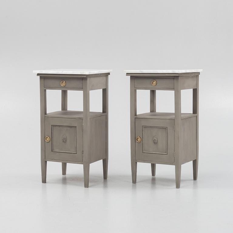 Bedside tables, a pair, first half of the 20th century.