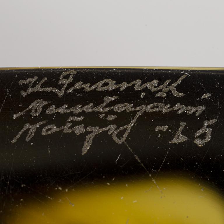 Kaj Frank, a glassv vase, 'Prisma', from Nuutajärvi Notsjö, signed and dated -65.