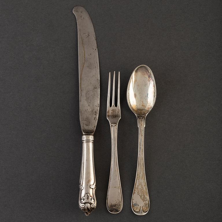 3 pcs silver cutlery. Among others Petter Eneroth Stockholm 1793.