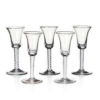 407. A matched set of five ale glasses, possibly English, circa 1800.