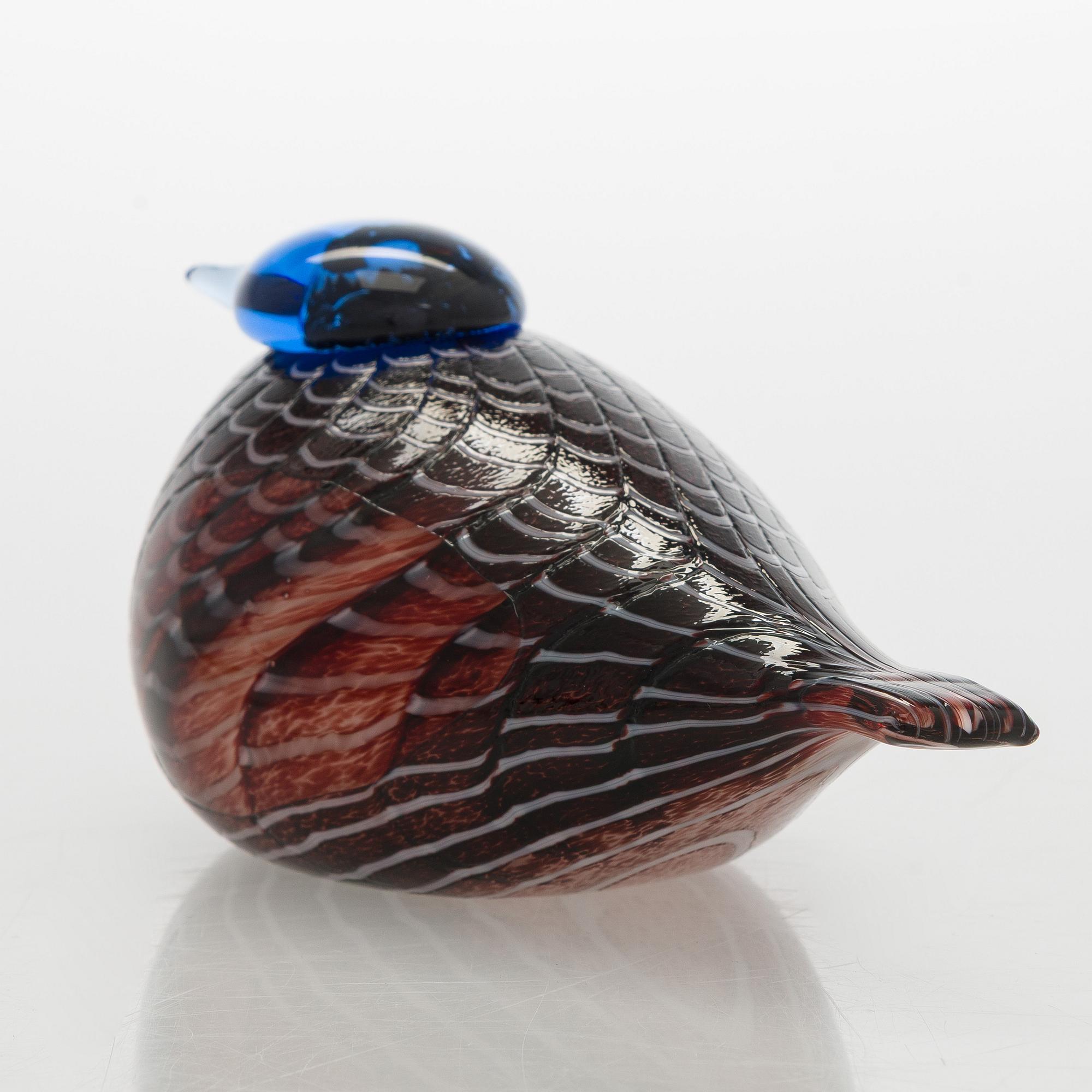 Oiva Toikka, glasfågel, signerad Oiva Toikka Nuutajärvi Notsjö Turun Sanomat.