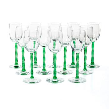 Gunnar Cyrén, twelve 'Nobel' wine glasses, Orrefors.