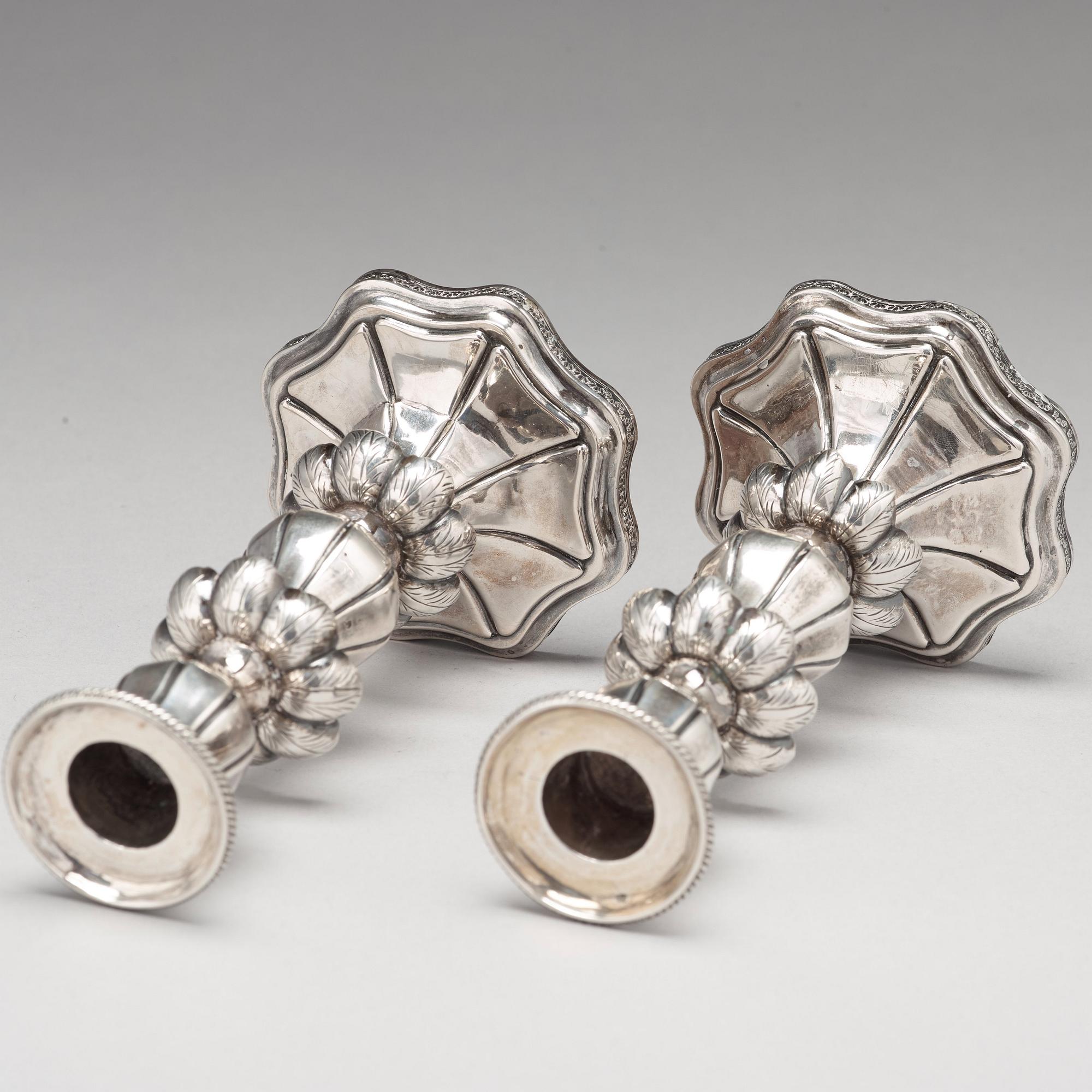 Olof Robert Lundgren, ljusstakar, ett par, silver, Åbo 1848.