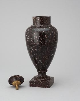 A Swedish early 19th century porphyry urn.