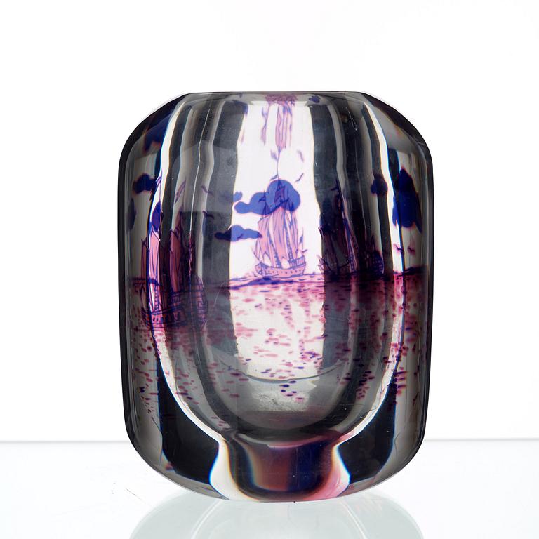 An Edward Hald 'graal' glass vase, Orrefors, Sweden 1944.