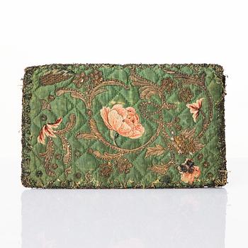 Plånbok, siden, ca 18,5 x 11,5 cm, Sverige, 1777.