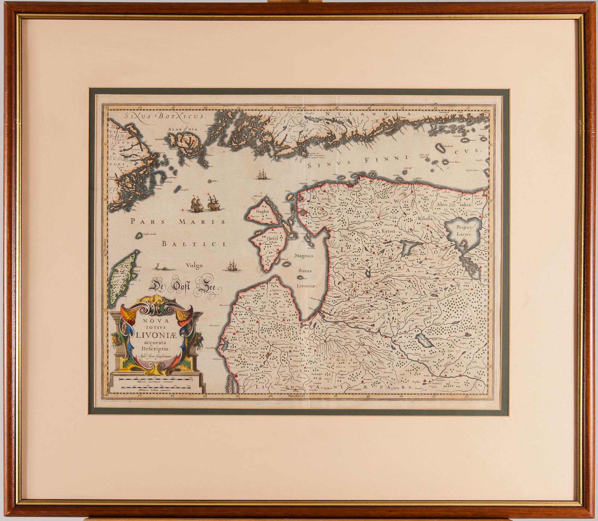 KARTA, handkolorerad, Johannes Janssonium, 1700-tal.