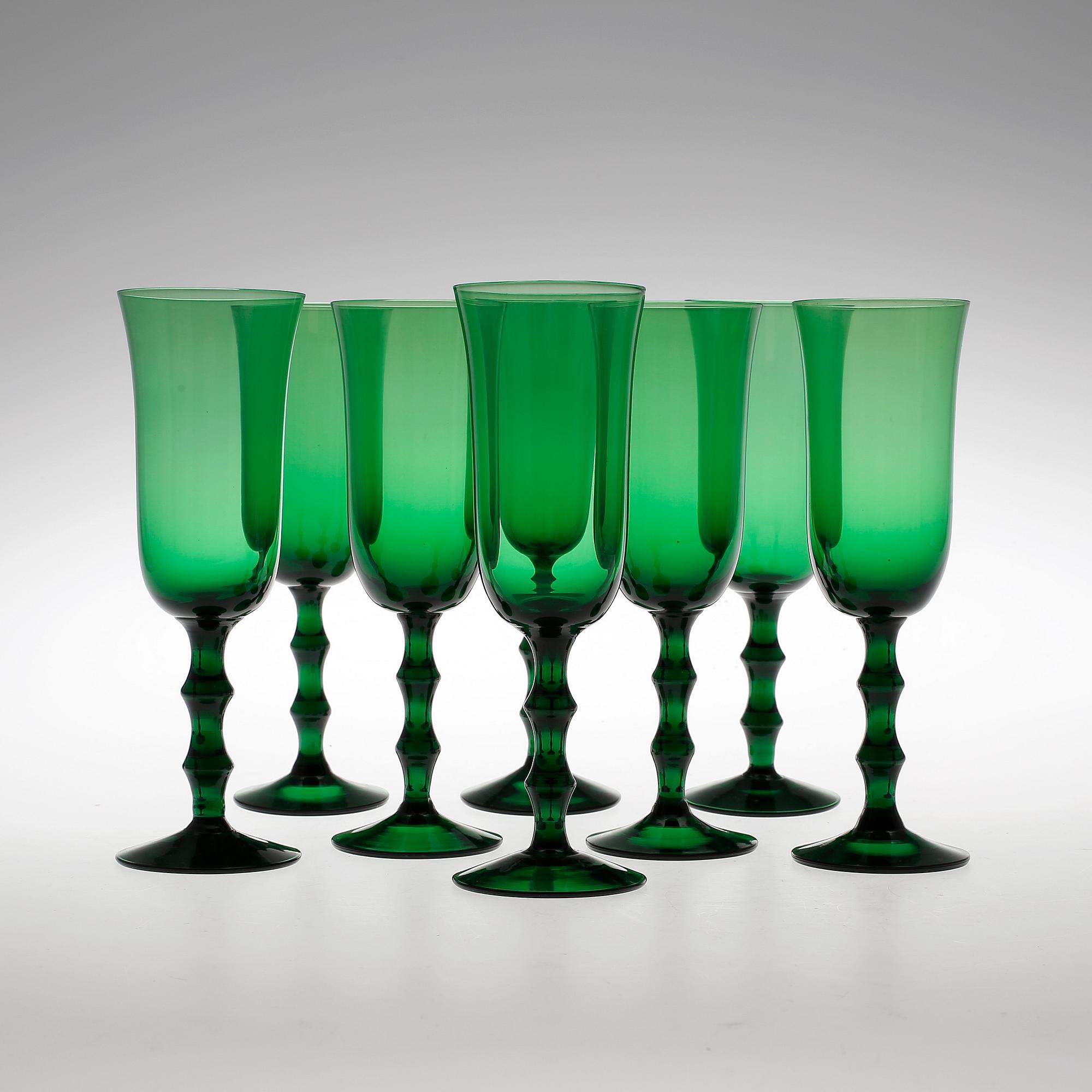 VINGLAS, 8 stycken. "Salut", Simon Gate, Orrefors-Sandvik, 1900-talets tredje kvartal.