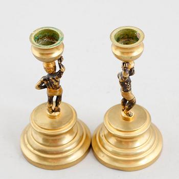LJUSSTAKAR, 1 par, brons, 1800-tal.