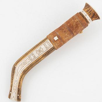 Nikolaus Fankki, a reindeer horn knife, signed.