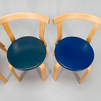 Alvar Aalto, a set of three 1960s '68' chairs for Artek.