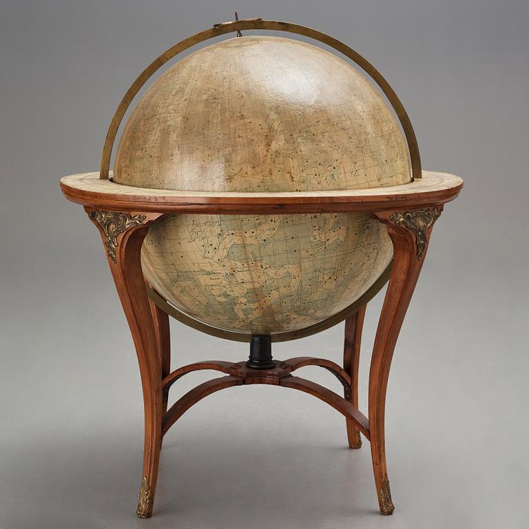 JORD- OCH HIMMELSGLOB, ett par, av Andreas Åkerman 1766.