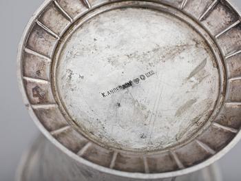 GRÄDDKANNA SAMT BÄGARE, silver, empire stämplad Köpenhamn, tidigt 1800-tal resp K Andersson, Stockholm 1895.