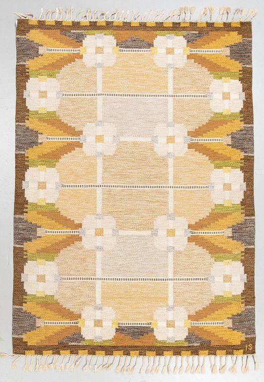 Ingegerd Silow, matta, "Dellen", rölakan, ca 236 x 168 cm, signerad IS.