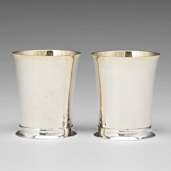 189. A pair of Swedish Empire parcel-gilt beakers, mark of Lorenz Georg Weis, Norrkoping 1814.