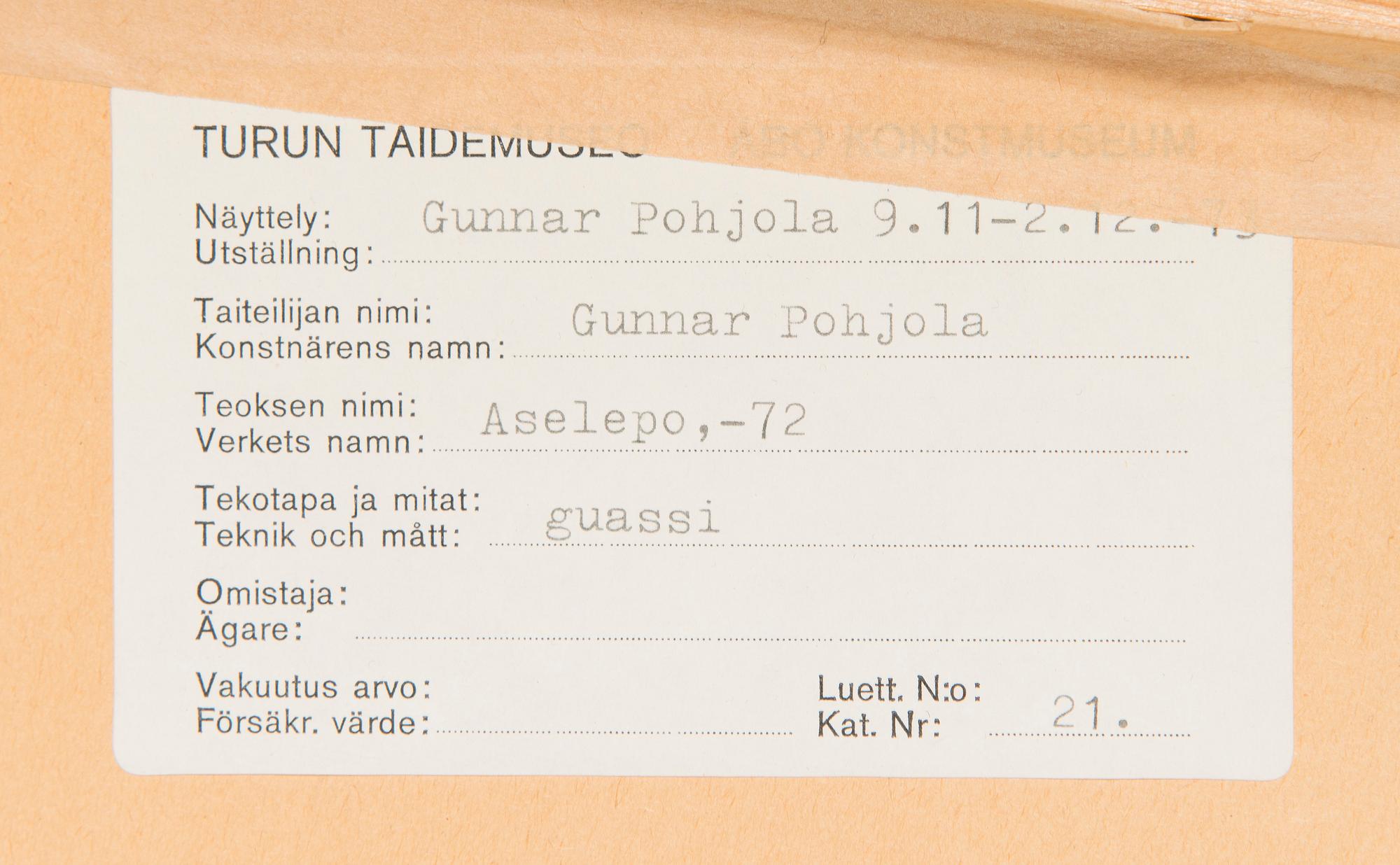 Gunnar Pohjola, "Vapenstillestånd".